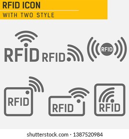 Monochrome set of icons RFID. set of icons featuring radio and radio waves. set of icons with different variations of RFID image in different forms. RFID logo with object of communication