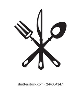 monochrome set of knife, fork and spoon