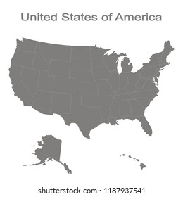 monochrome set with map of united states of america for your design