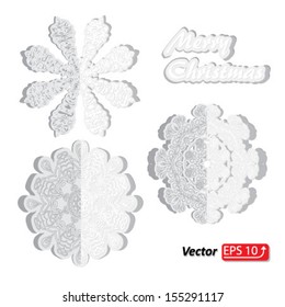 monochrome set paper snowflake isolated on white background vector