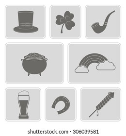 monochrome set with saint patricks day icons for your design