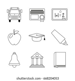 monochrome set silhouettes of education icons