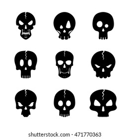 Monochrome set of skulls icon. Halloween collection.