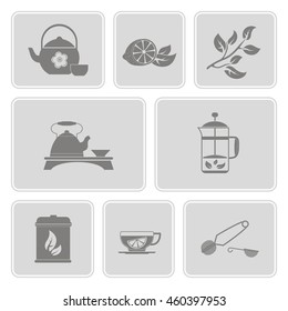 monochrome set with tea ceremony and accessories icons for your design