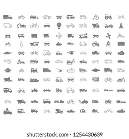  monochrome set with vector transport icons for your design