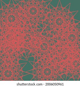 Monochrome Sharp Print Ornamental Colorful Satanic Light Illustration. Complicated Lace Christmas Chaotic Winter Bright Mystery Green Ornament. Santa Luxury Folk Red Mandala Dark Stars Background.