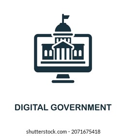 Monochrome Sign From Digital Transformation Collection. Creative Digital Government Icon Illustration For Web Design, Infographics And More