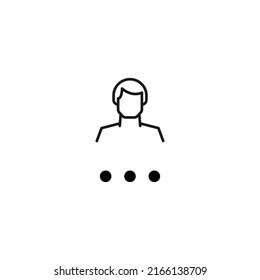 Monochrome sign drawn with black thin line. Modern vector symbol perfect for sites, apps, books, banners etc. Line icon of dotted line next to faceless man