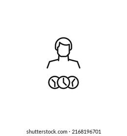 Monochrome sign drawn with black thin line. Modern vector symbol perfect for sites, apps, books, banners etc. Line icon of clocks next to faceless man