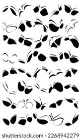 Monochrome silhouette art collection that expresses emotions with only glasses, eyes and eyebrows.