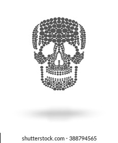 Monochrome silhouette black human skull, Day of the Dead symbol, vector illustration