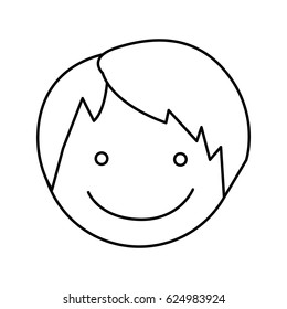 monochrome silhouette with boy face vector illustration