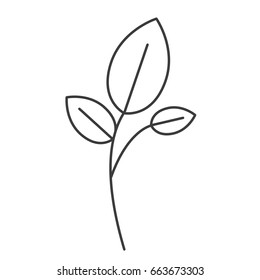 monochrome silhouette of branch and leaves vector illustration