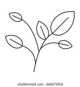 monochrome silhouette of branches with leaves vector illustration