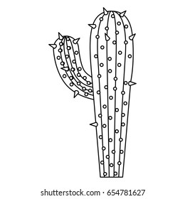 monochrome silhouette of cactus with big branch vector illustration