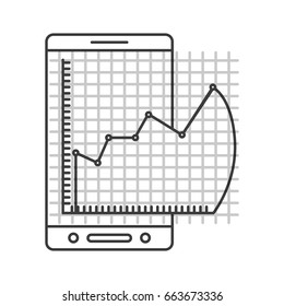 monochrome silhouette of cellphone and financial risk graphic