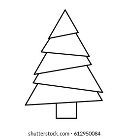 monochrome silhouette of christmas tree vector illustration