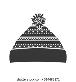 monochrome silhouette with christmas woolen hat