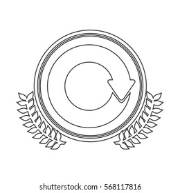monochrome silhouette circle with decorative olive branch and reloaded symbol