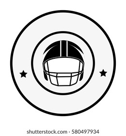 monochrome silhouette circular frame with american football helmet