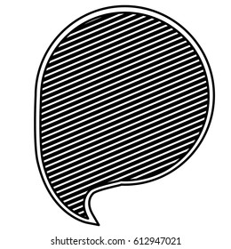 monochrome silhouette with circular speech with diagonal lines background vector illustration