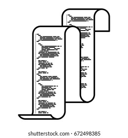 monochrome silhouette of continuously sheet with printed source code vector illustration