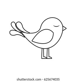 monochrome silhouette with cute bird vector illustration
