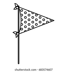 monochrome silhouette of decorative flags party with several dots inside for celebration vector illustration