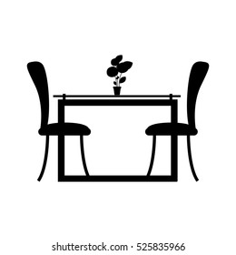 monochrome silhouette Dining room with two chairs