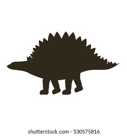 monochrome silhouette with dinosaur stegosaurus