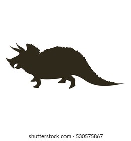 monochrome silhouette with dinosaur triceratops