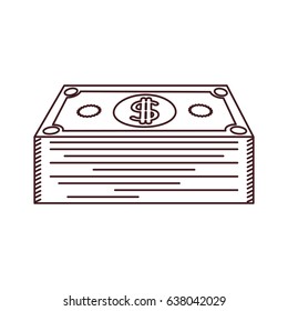monochrome silhouette of dollars bill stack vector illustration
