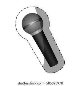 monochrome silhouette with dynamic microphone vector illustration