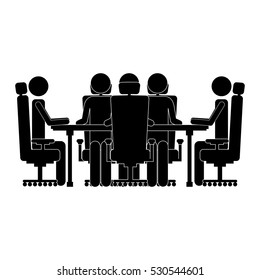 Monochrome Silhouette With Executives In Boardroom