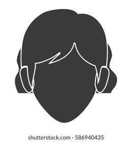 monochrome silhouette faceless front view woman with wavy hair