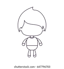 monochrome silhouette of faceless little boy with straight hair vector illustration