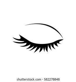 monochrome silhouette with female eye closed vector illustration