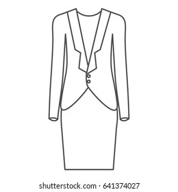 monochrome silhouette of female formal suit clothes vector illustration