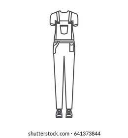 monochrome silhouette of female uniform of worker vector illustration