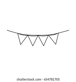 monochrome silhouette of festoons in shape of triangle in closeup vector illustration