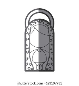 monochrome silhouette figure fasceless virgin maria cartoon with aureole vector illustration