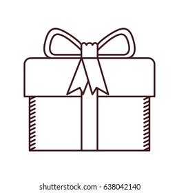 monochrome silhouette of gift box with decorative ribbon and topknot vector illustration