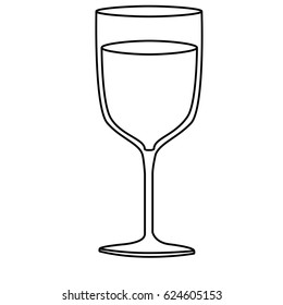 monochrome silhouette of glass cup with champagne vector illustration