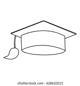 monochrome silhouette of graduation cap vector illustration