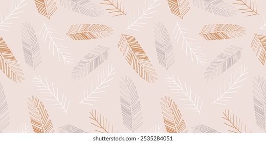 Monochrome silhouette green seamless pattern with fir branches. Christmas abstract floral winter ornament. Organic background for perfume, paper, cover, fabric, interior decor.