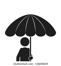 monochrome silhouette of half body man with umbrella