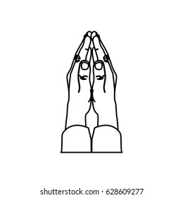monochrome silhouette of hands in position of pray in side view vector illustration