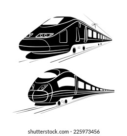 monochrome silhouette of the high-speed passenger train