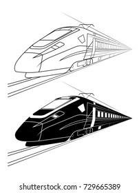 Monochrome silhouette of the high-speed train.