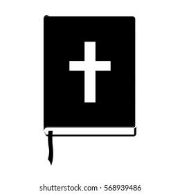 monochrome silhouette with holy bible with ribbon